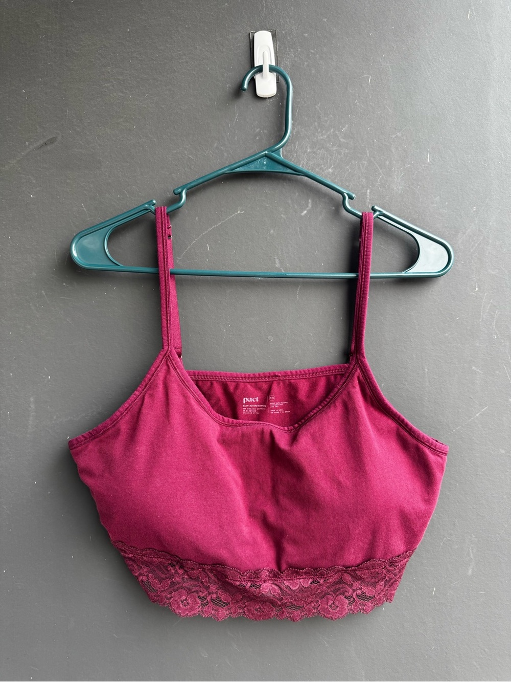 Pact Lace Smooth Cup organic cotton burgundy Bralette